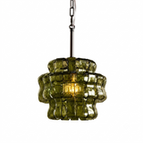 Nirsa wave-glass pendant in green and black