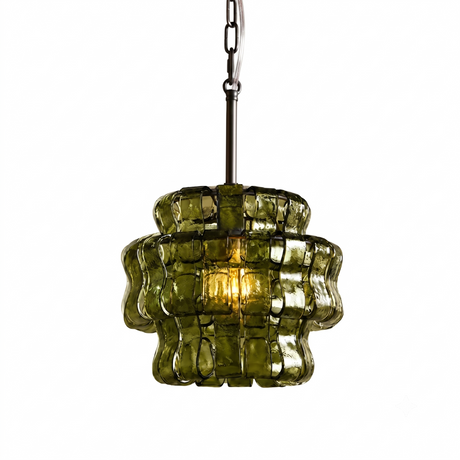 Nirsa wave-glass pendant in green and black