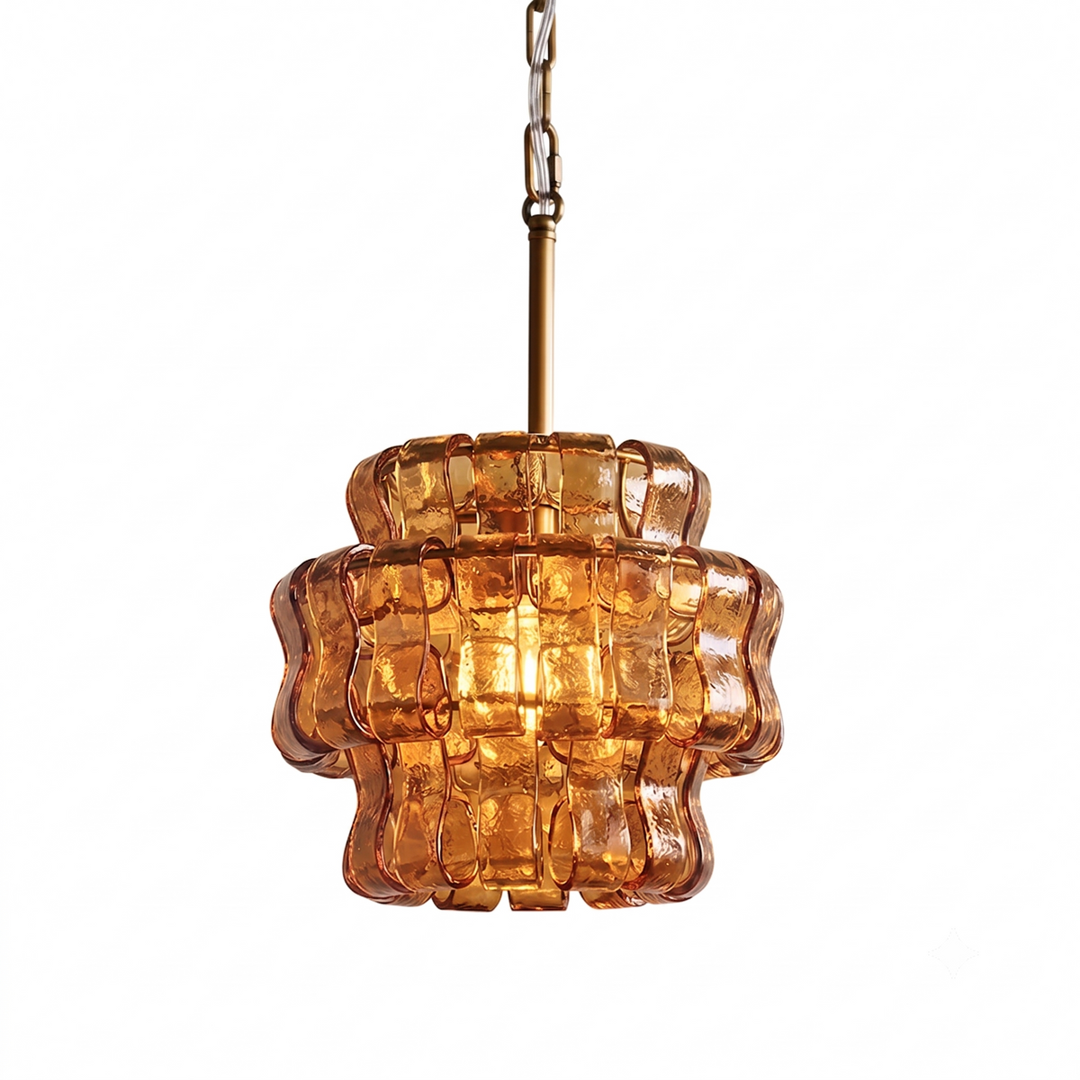 Nirsa wave-glass pendant in amber and gold