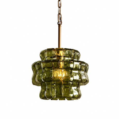 Nirsa wave-glass pendant in green and gold