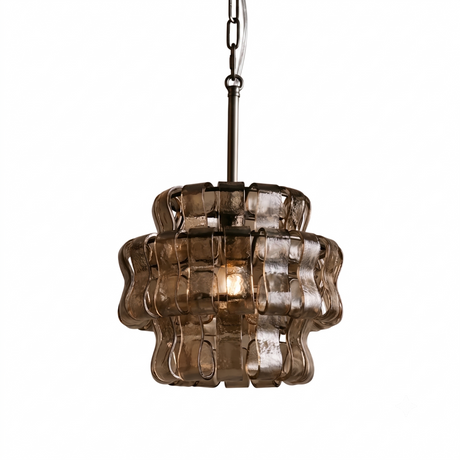 Nirsa wave-glass pendant in smoke gray and black