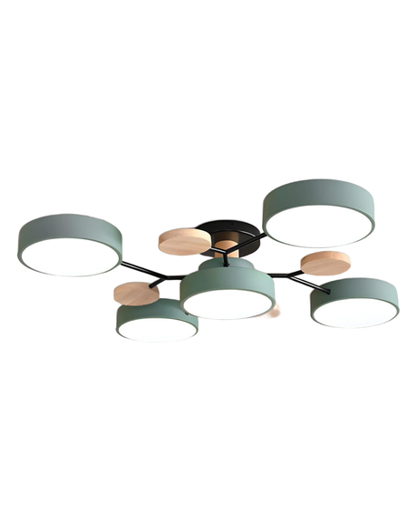 Circa multi-arm ceiling light, sage green finish, studio on white