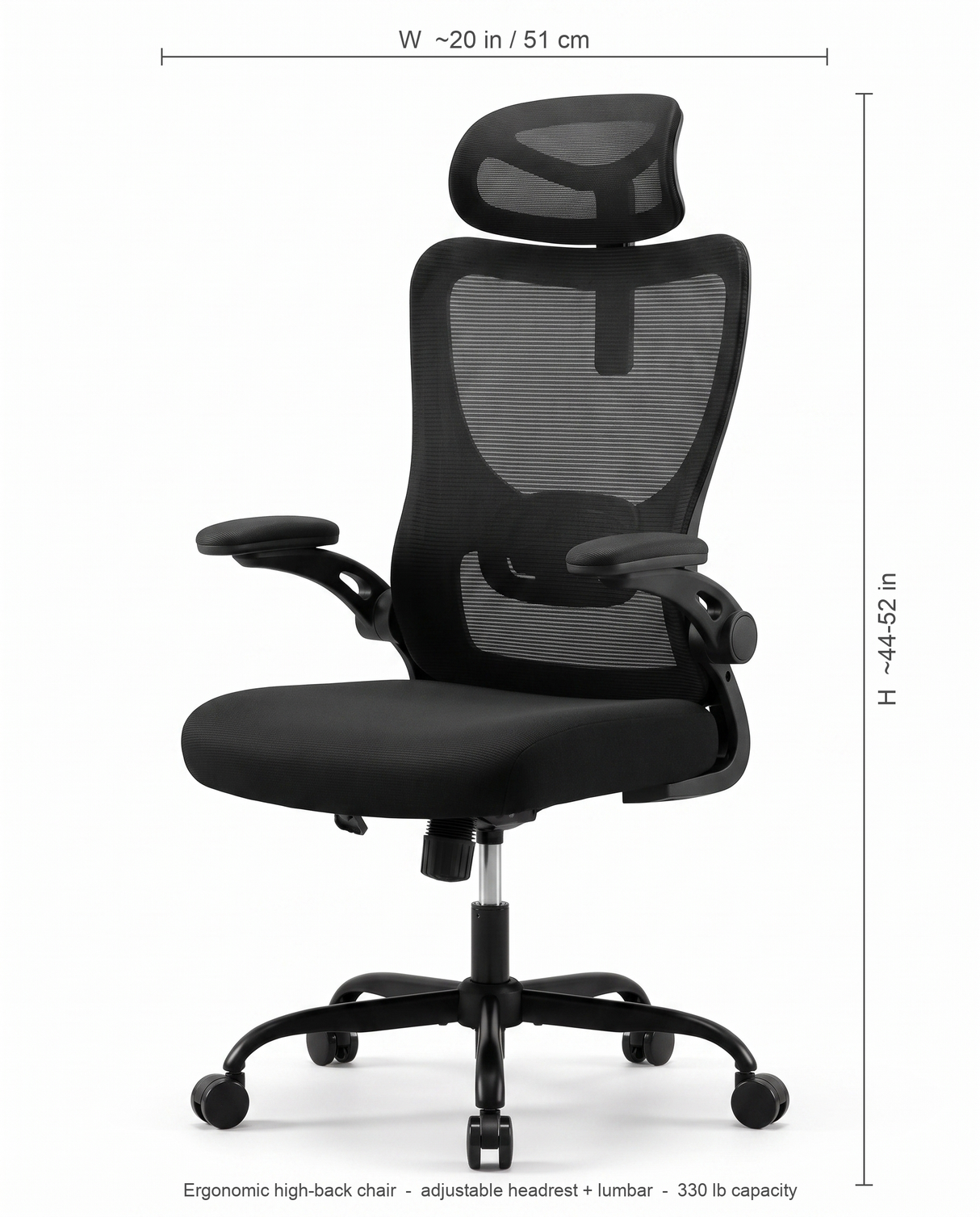 Aria ergonomic chair dimensions diagram