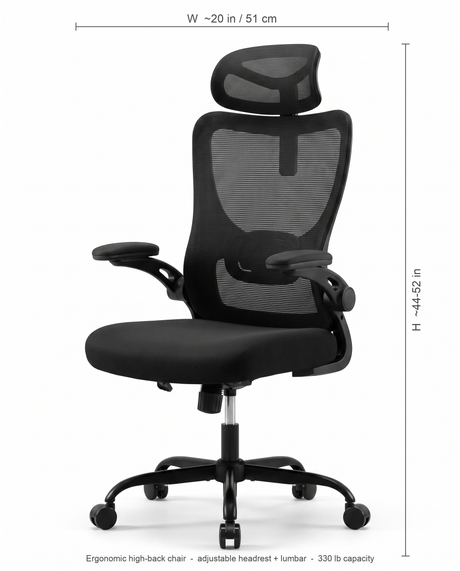 Aria ergonomic chair dimensions diagram
