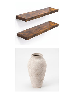 The Styled Shelf Set — Ridge shelves and Willa vase, studio on white
