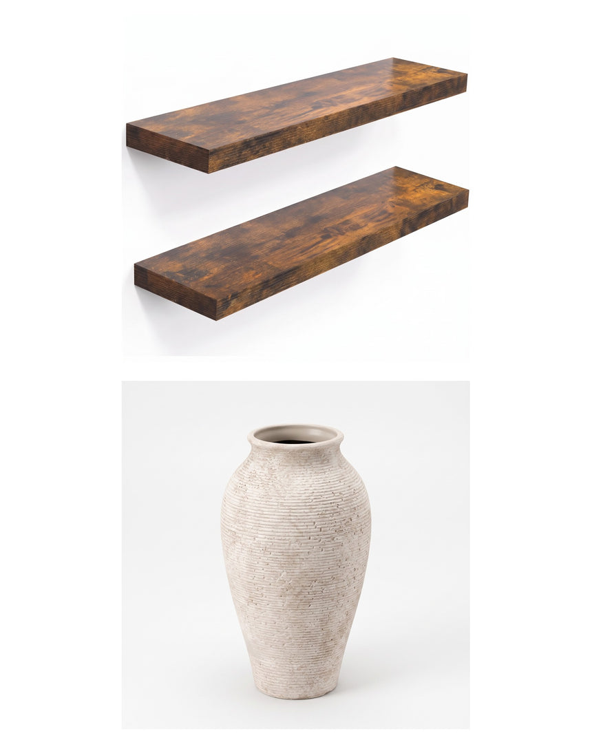 The Styled Shelf Set — Ridge shelves and Willa vase, studio on white
