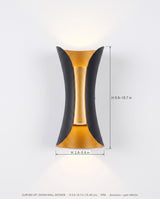 Marlow curved up/down wall sconce dimensions diagram