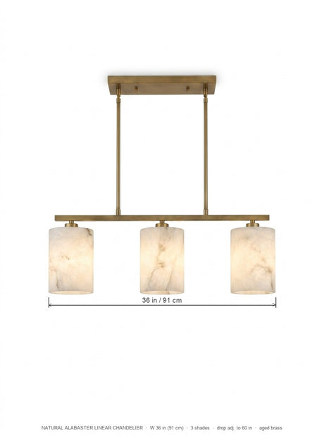 Alabaster linear island chandelier dimensions diagram