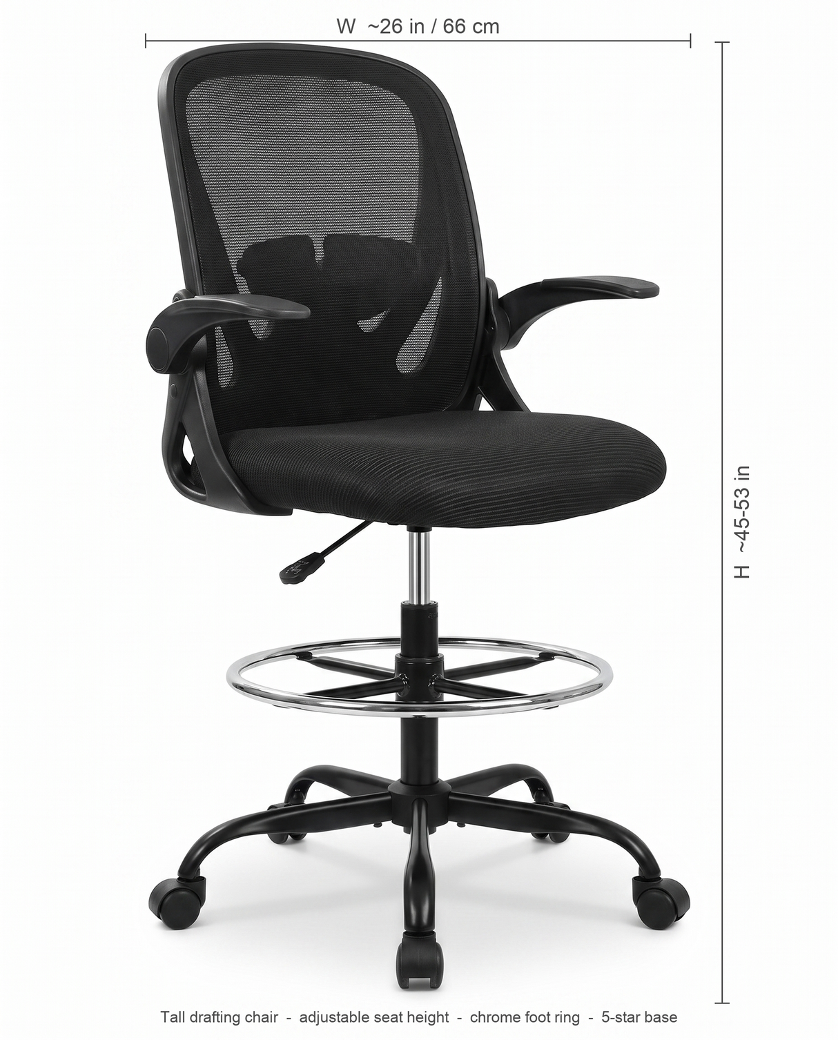 Perch drafting chair dimensions diagram