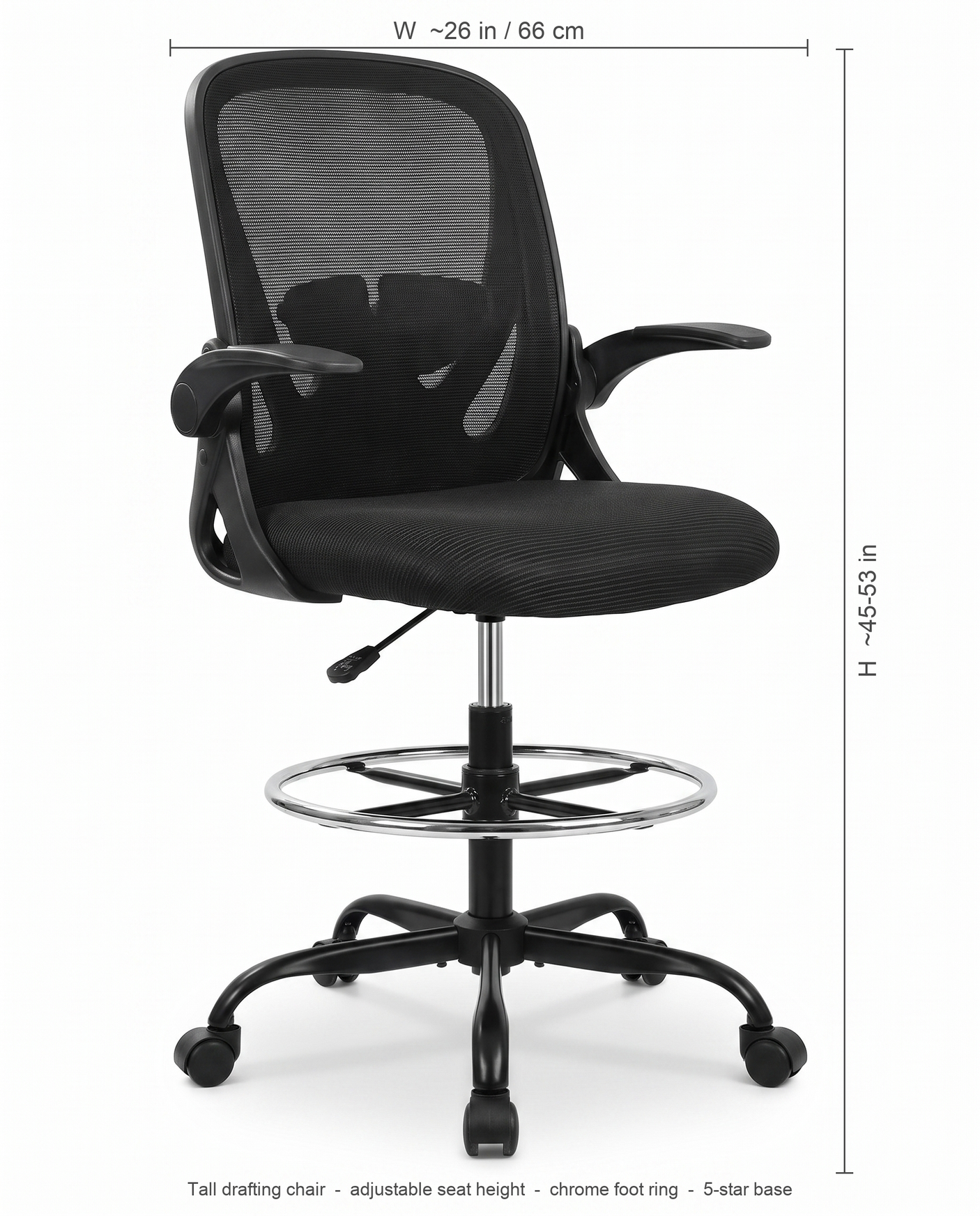 Perch drafting chair dimensions diagram