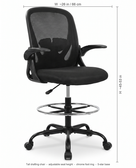 Perch drafting chair dimensions diagram