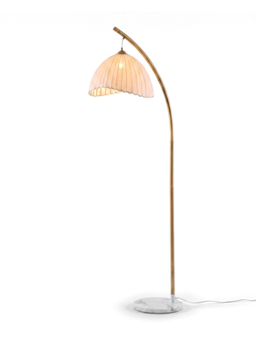 Arcadia Metallic Floor Lamp with Scalloped Shade — studio white