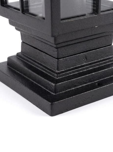 Close-up of the stepped cast base plate