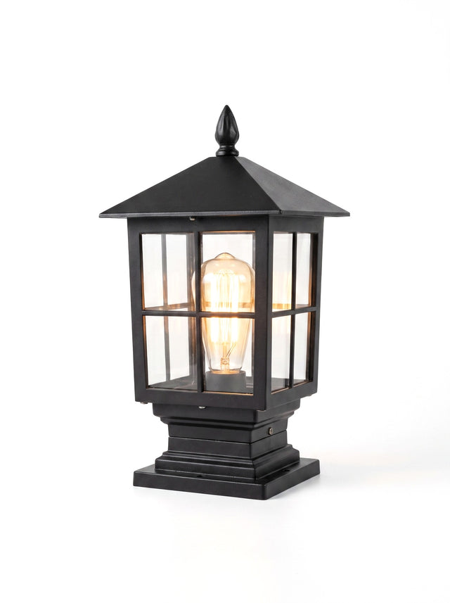 Gable coach post lantern, studio view on white