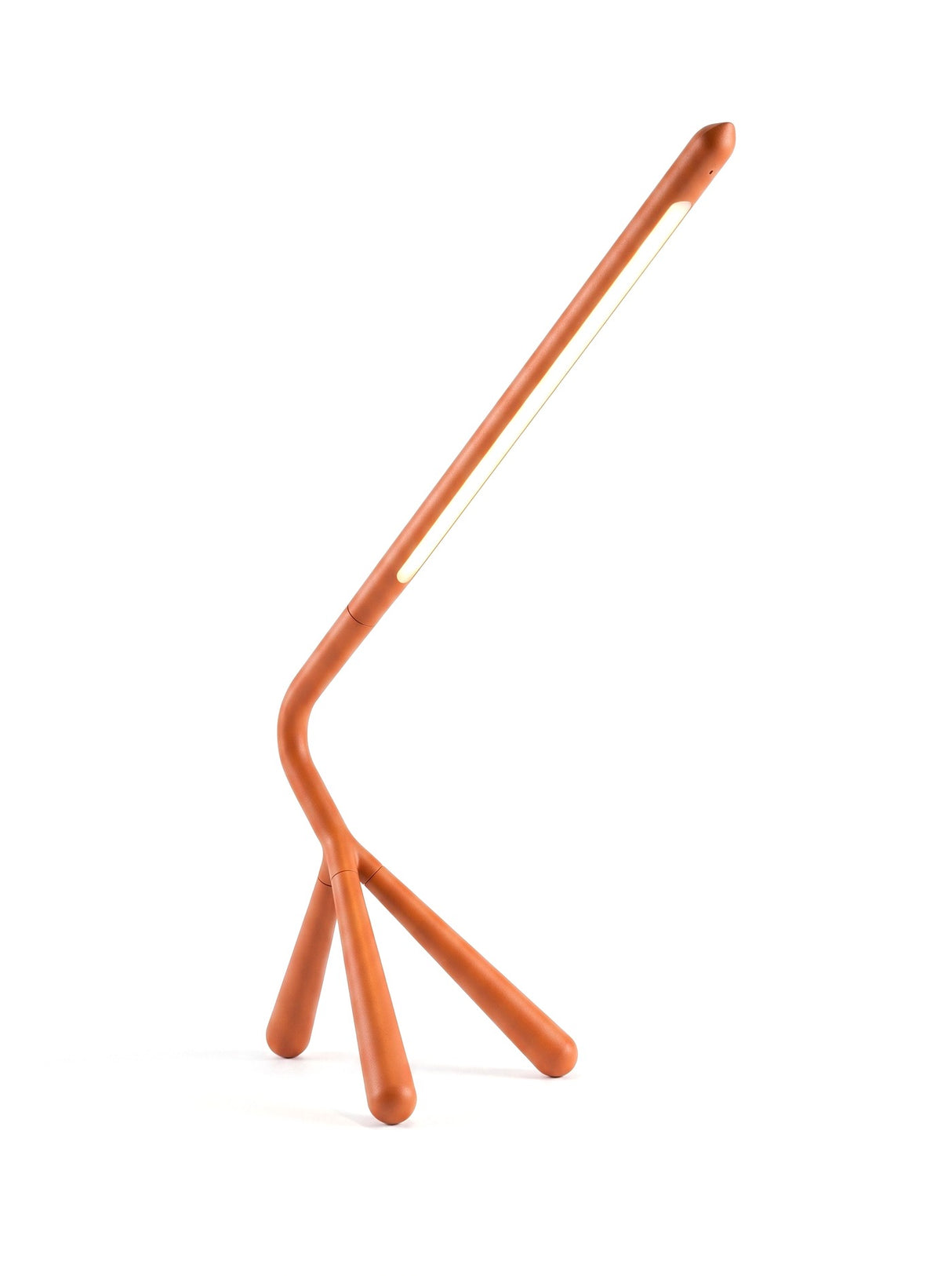 Heron LED reading lamp in terracotta orange, front view