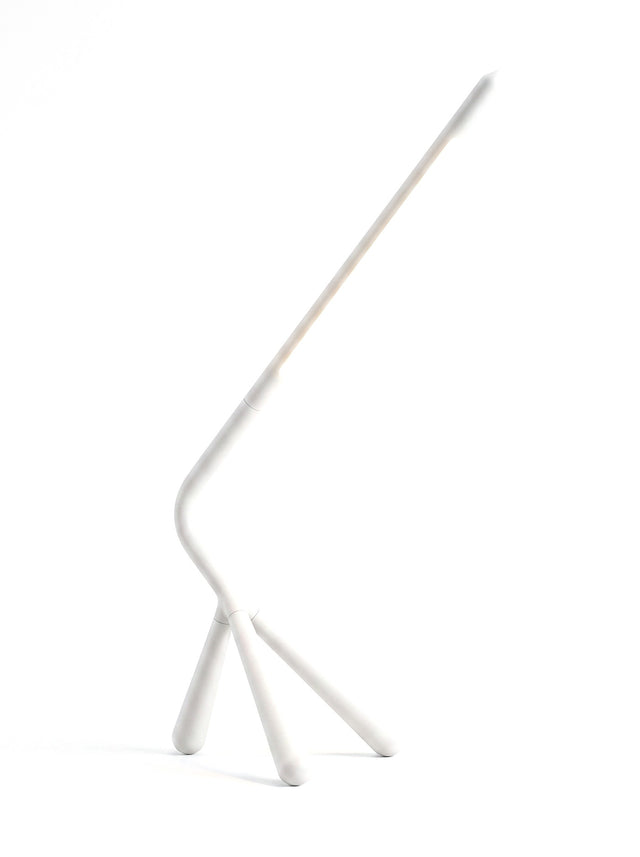 Heron minimalist LED reading lamp in white, front view