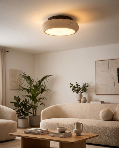Flush-mount ceiling light in living room, lifestyle