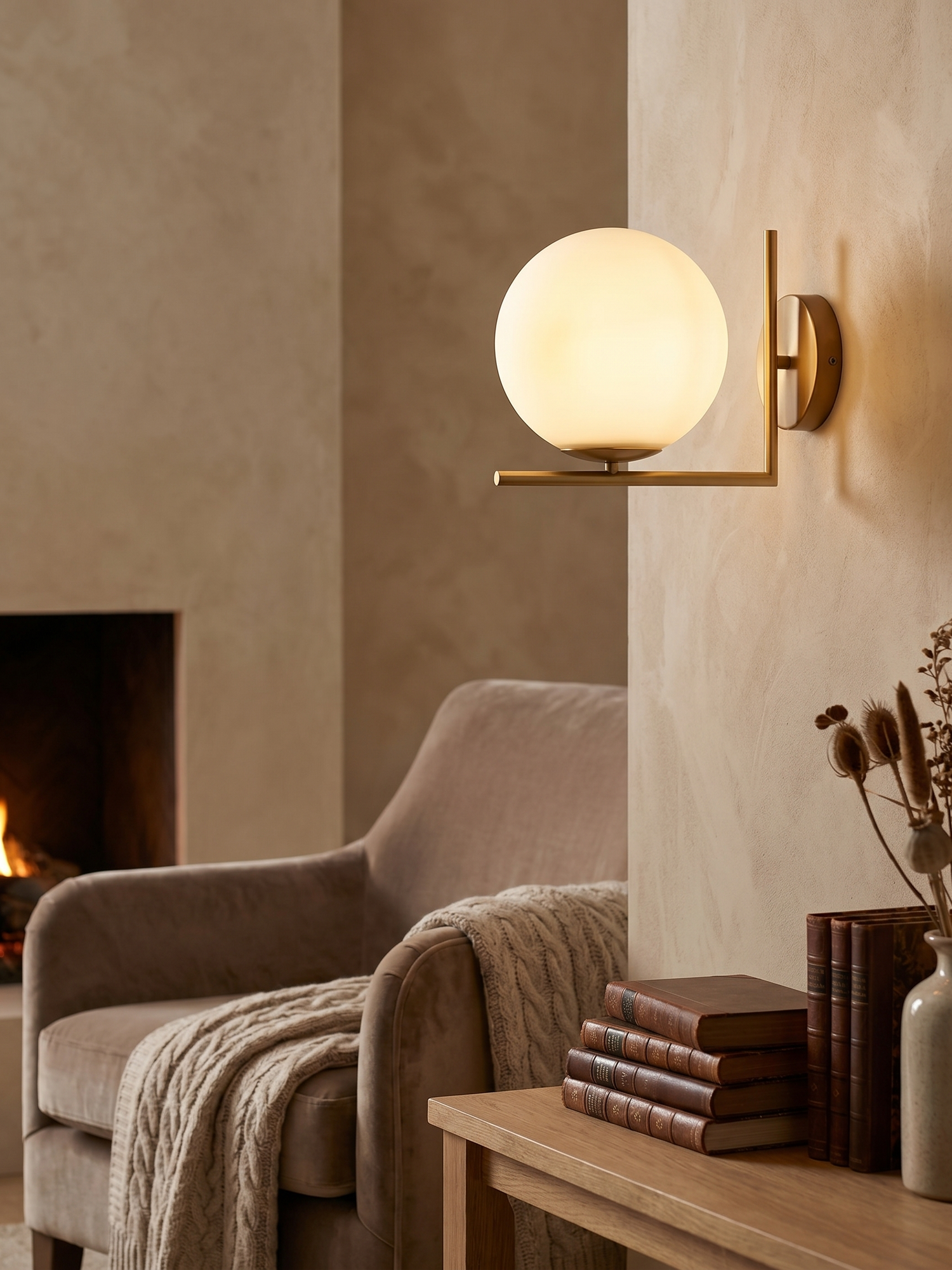 Elegant wall sconce with soft glow, lifestyle