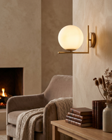 Elegant wall sconce with soft glow, lifestyle
