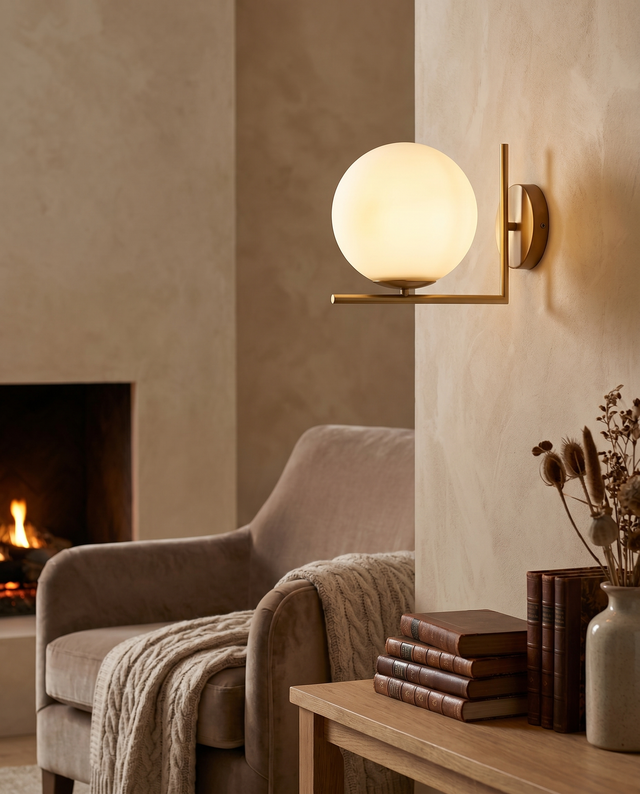 Elegant wall sconce with soft glow, lifestyle