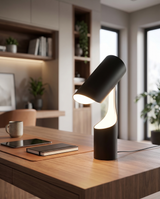 Nordic adjustable LED desk lamp on desk, lifestyle