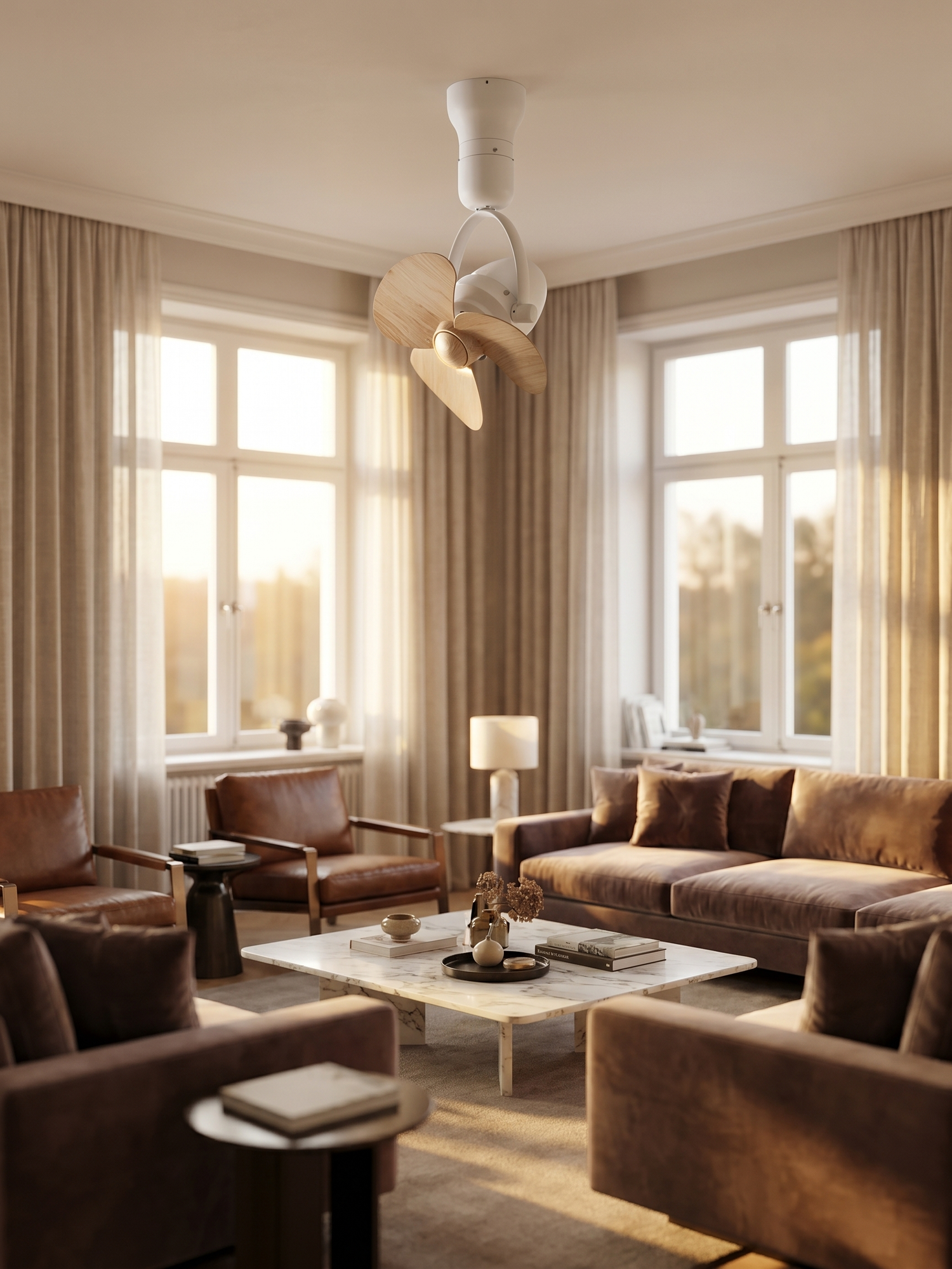 Vintage ceiling fan in living room, lifestyle