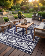 Versatile Outdoor Rug | Waterproof Reversible Mat with Geometric Design | Lightweight & Easy to Clean for Indoor-Outdoor Use