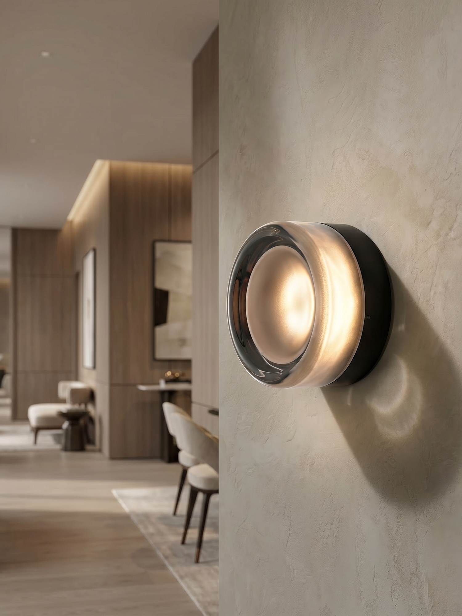 Auralux – LED-Wandleuchte mit Strukturglas, 10 cm
