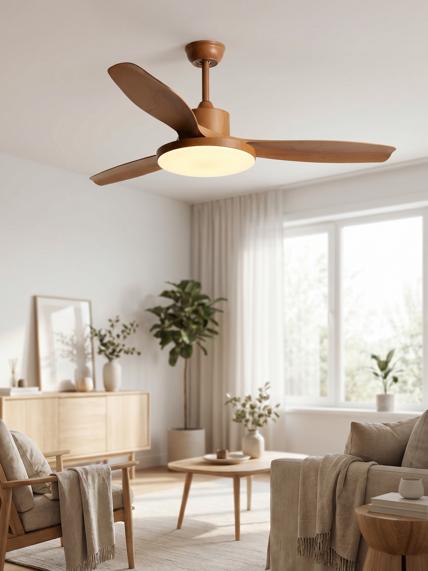 Deckenventilator mit LED-Licht, reversibel, skandinavisch