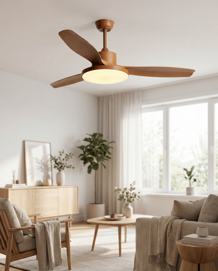 Deckenventilator mit LED-Licht, reversibel, skandinavisch