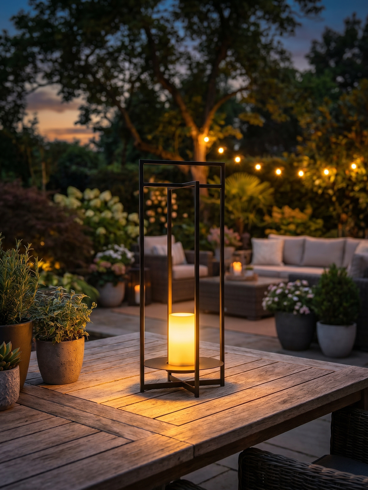 Solar Powered Outdoor Lantern 24 Inch with Flickering LED Candle and Weather-Resistant Black Metal Frame