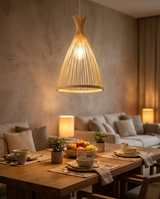 Pendelleuchte aus handgeflochtenem Bambus und Rattan