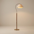 Modern wood and linen floor lamp