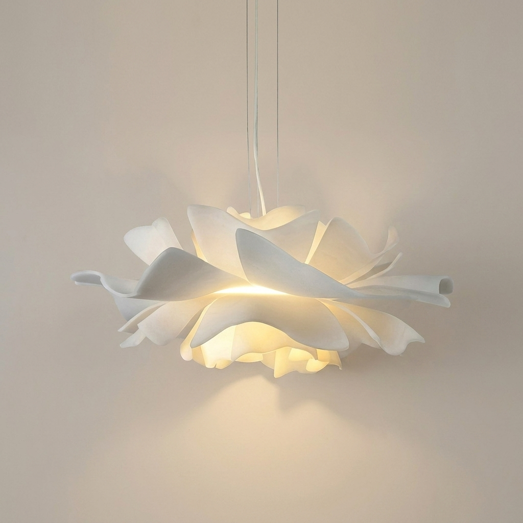 White lotus petal pendant light