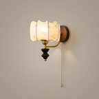 Vintage walnut and white wall lamp