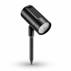 Close-up of black aluminum solar spotlight with adjustable head