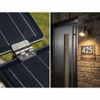 Macro detail of adjustable hinge and solar panel