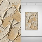 Macro detail of sculptural plaster strokes in cream and sand