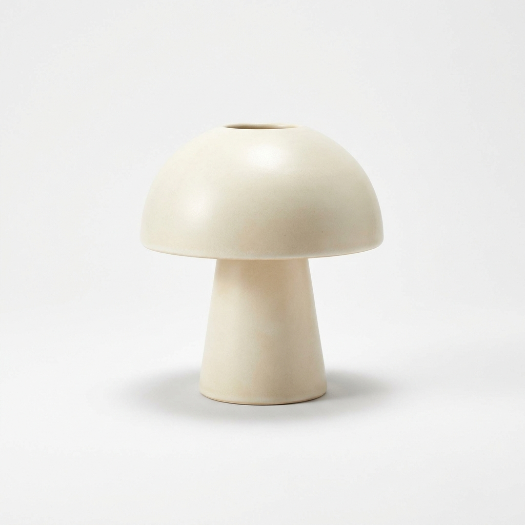 Mushroom lamp glaze detail, studio shot
