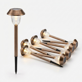 Solar pathway light studio photo with stake and 8-pack set