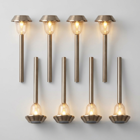 Flat lay of the complete 8-pack pathway light set