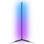 Corner floor lamp studio photo glowing blue-purple gradient on white background