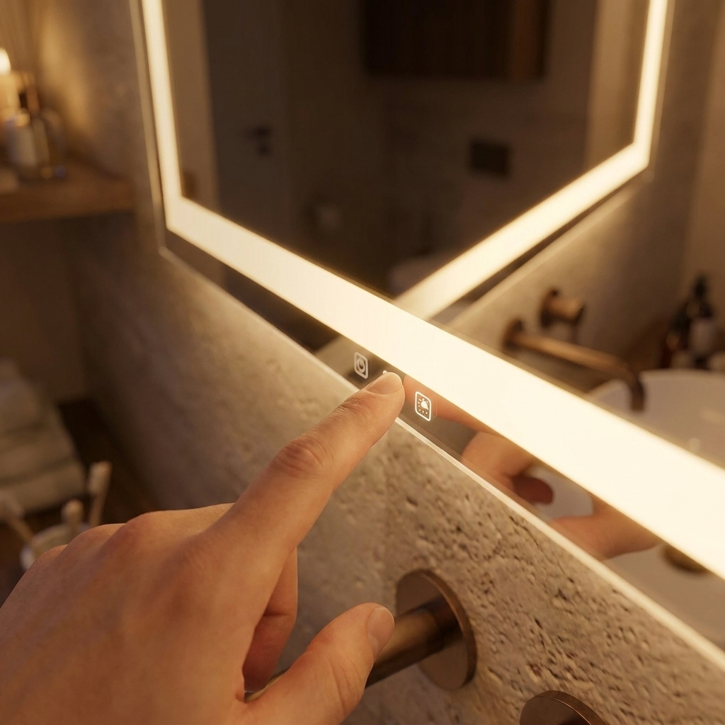 Finger tapping the touch dimming controls
