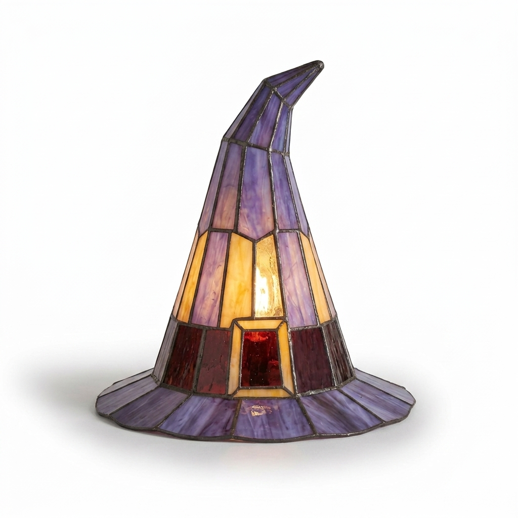 Witch hat lamp studio photo on white background