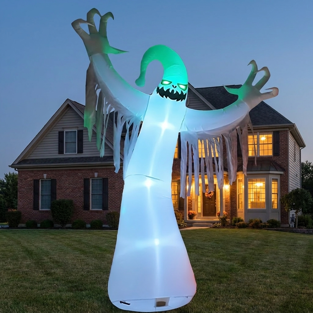 Giant ghost inflatable with a house for scale