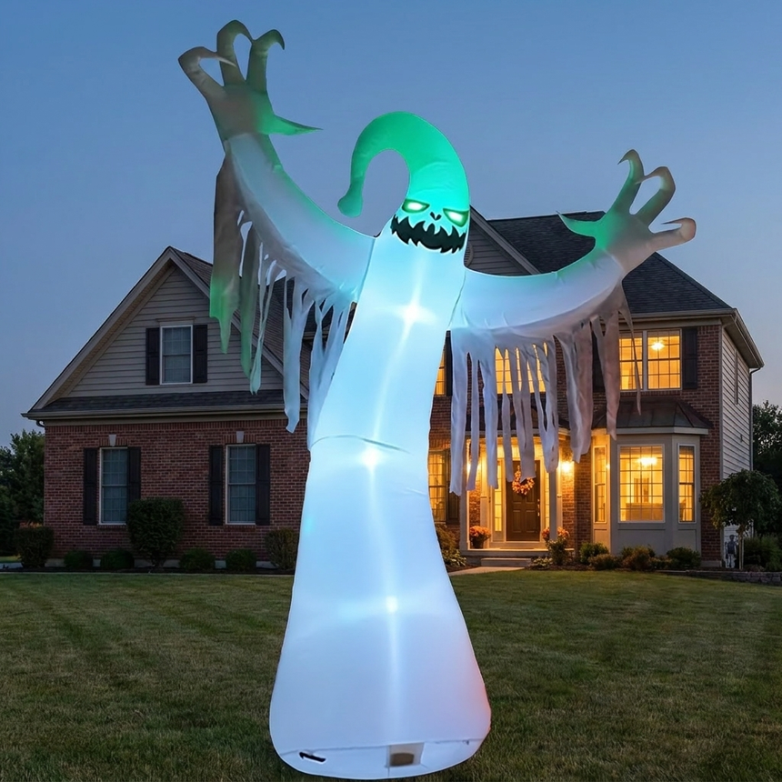 Giant ghost inflatable with a house for scale