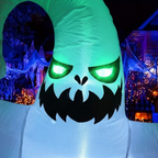 Close-up of the ghost inflatable's glowing face
