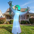 Giant ghost inflatable in a daytime front yard