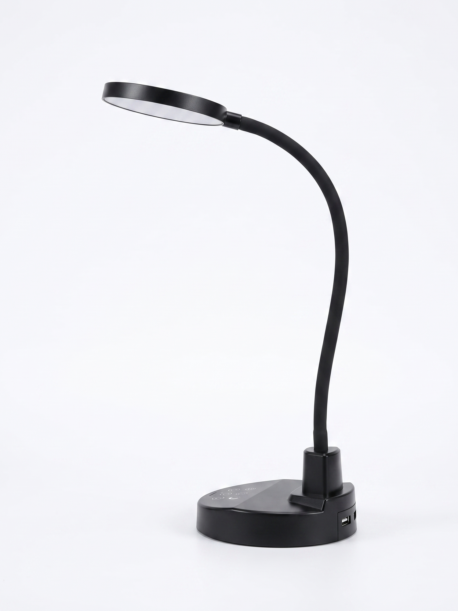 Lume base desk lamp with USB, studio on white