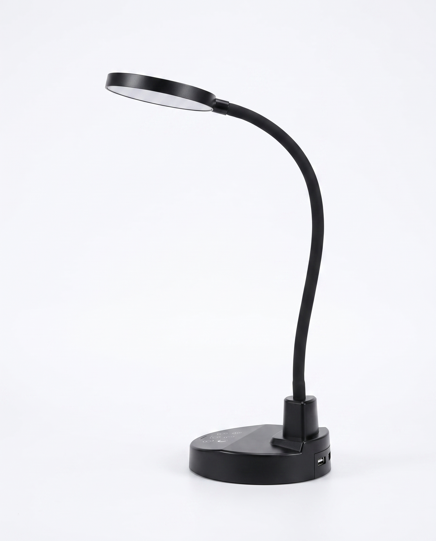 Lume base desk lamp with USB, studio on white